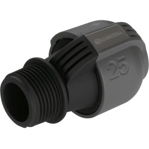 Gardena spojka 25 mm x 25 mm s vonkajším závitom pre zavlažovacie systémy.