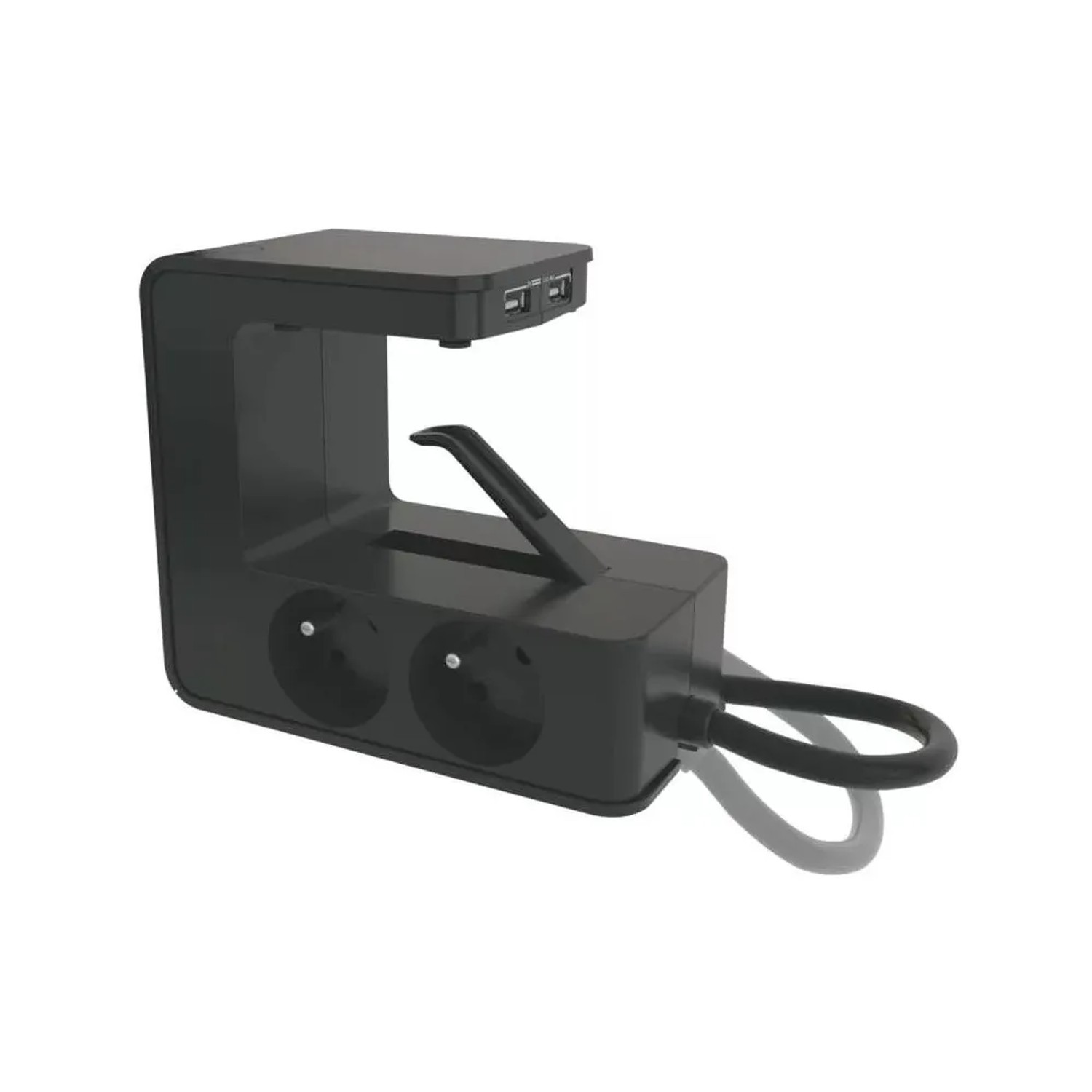 E-shop Legrand Pripínacia predlžovacia zásuvka, USB A, 4 zásuvky, čierna, 1,5 m