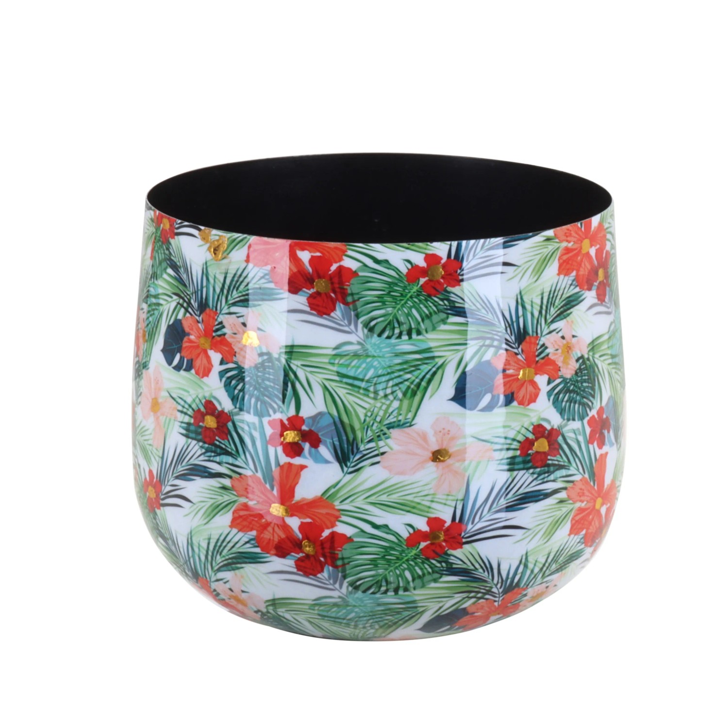 E-shop A.H.G. Obal na kvetináč Flora so zlatými detailmi, tropical, pr. 13 x 9 cm