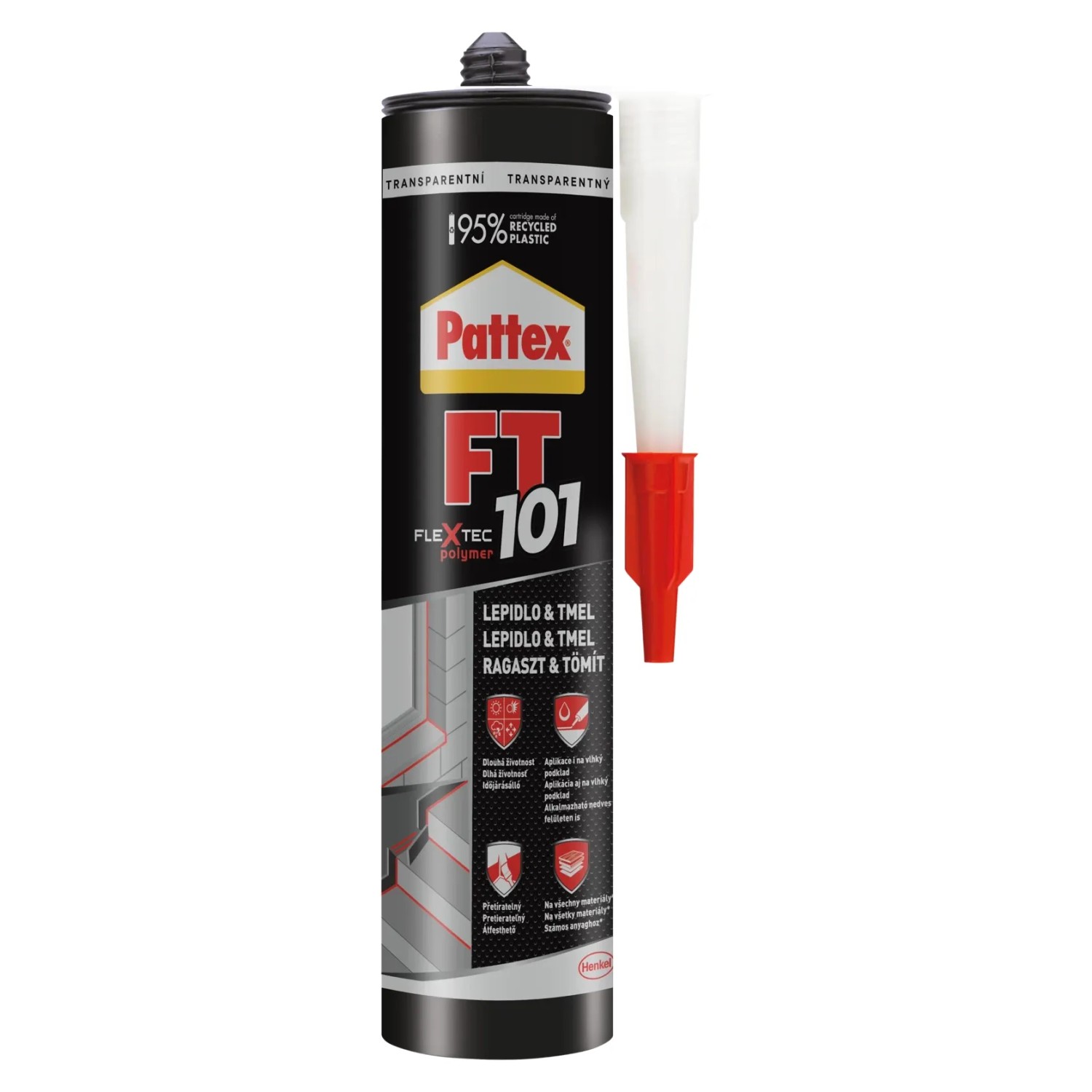 E-shop Pattex Elastický tmel a viacúčelové lepidlo FT 101 transparentné 280 ml