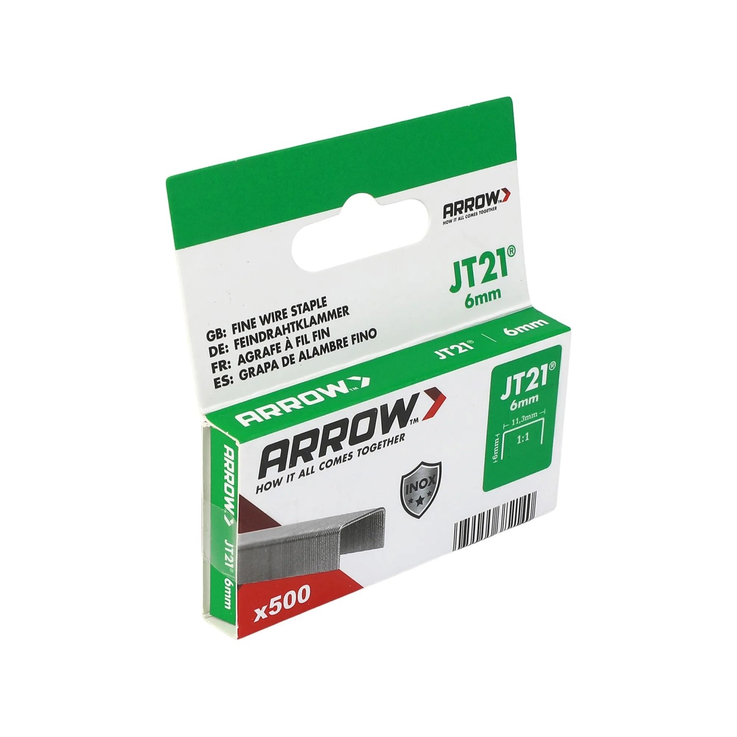 E-shop Arrow Drôtené sponky do sponkovačky JT21 V2A, dĺžka 6 mm, 500 ks