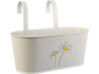 Závesný truhlík lakovaný s potlačou, krémový, zinkový, 14 x 33 x 16 cm