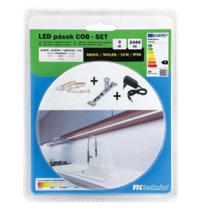 FK Technics SET LED pásik COB s dotykovým spínačom, vr. zdroje, 24W, 4000K, 3 m