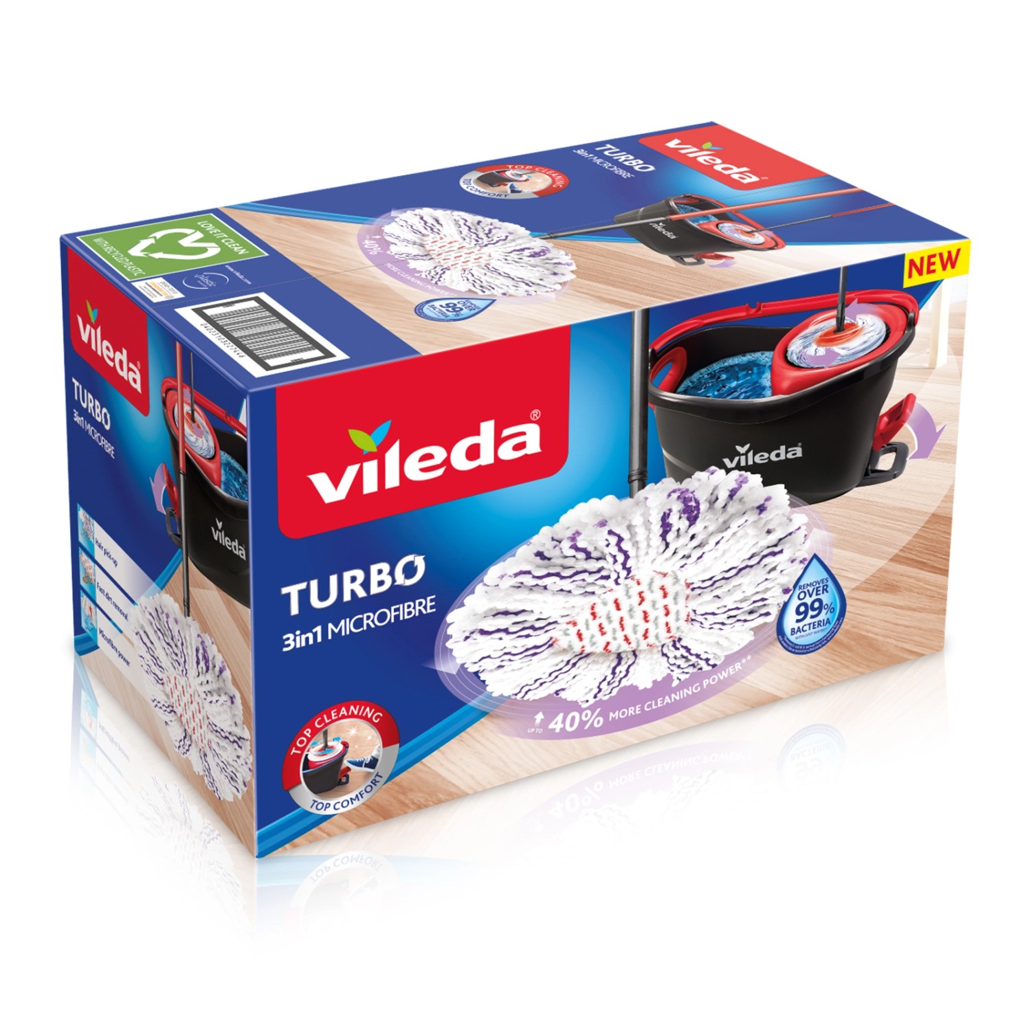 E-shop Vileda Strapcový rotačný mop TURBO 3v1 MICROFIBER s vedierkom