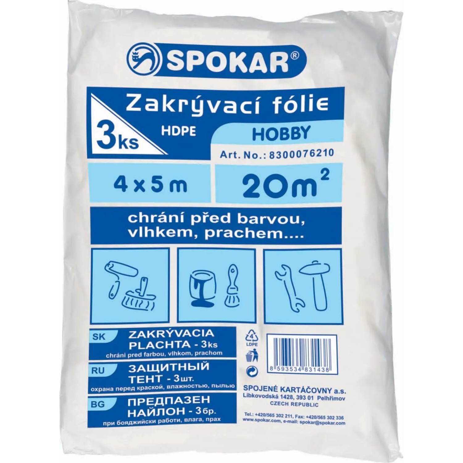 E-shop SPOKAR Zakrývacia fólia HDPE Hobby 4 x 5 m, 5 um, 3 ks