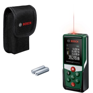 Laserový diaľkomer Bosch UniversalDistance 40 C s puzdrom a batériami.