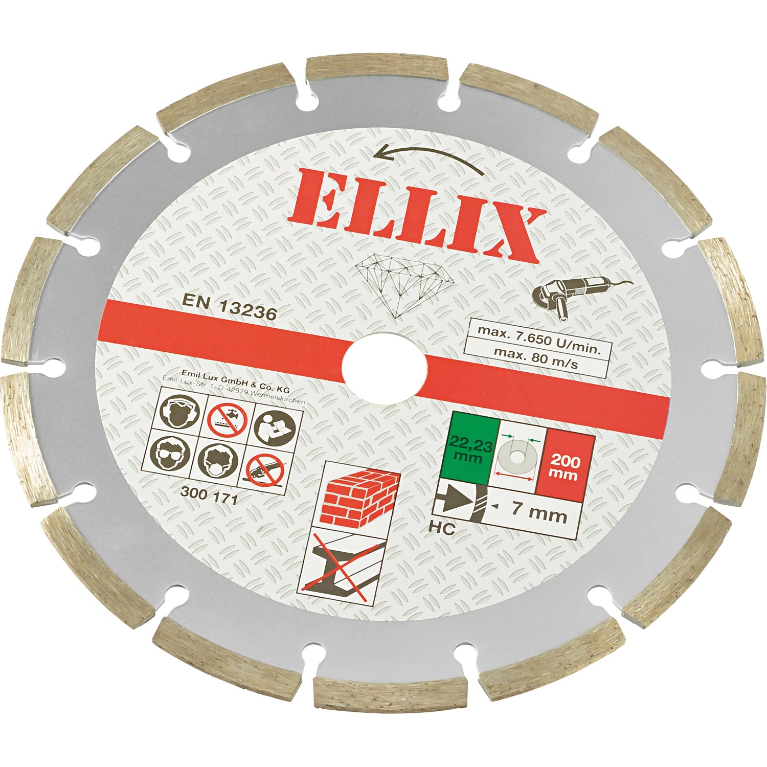 E-shop ELLIX Diamantový rezný kotúč na kameň segmentovaný priemer 200 mm