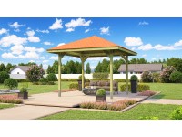 Weka Drevený záhradný altánok 651 veľ. 2 vr. šindľov 333 x 333 x 286 cm Weka Drevený záhradný altánok 651 veľ. 2 vr. šindľov 333 x 333 x 286 cm