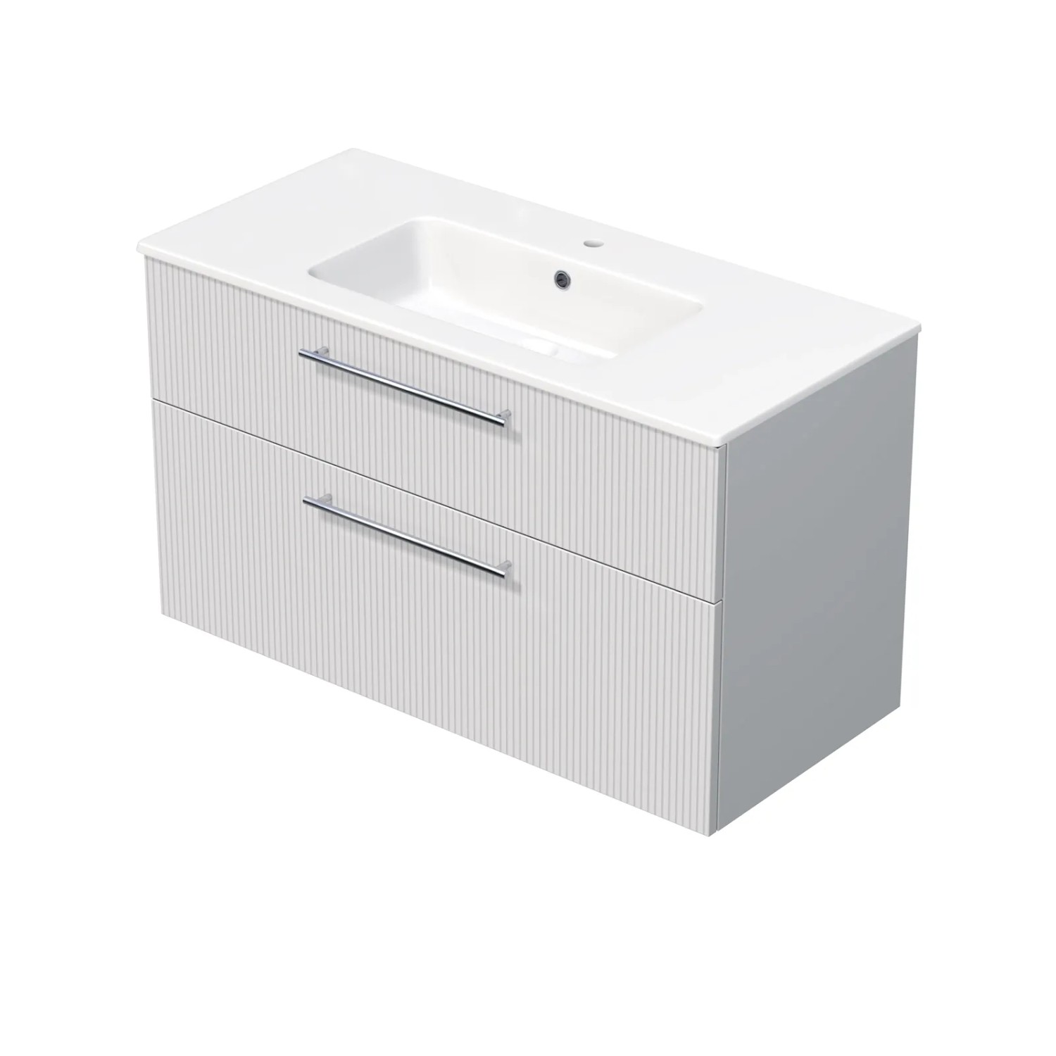 E-shop INTEDOOR Kúpeľ.skriňa+umývadlo BEE, úchyt chróm, 2 zás., š.101cm, biela 3D pruhy