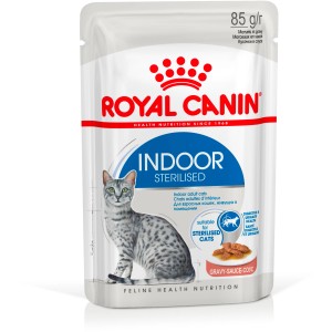 Royal Canin Indoor Sterilised kapsička s omáčkou pre kastrované mačky žijúce v byte, 85 g.