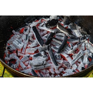 Žeravé drevené uhlie v grile. Horľavé Palivo do grilu.