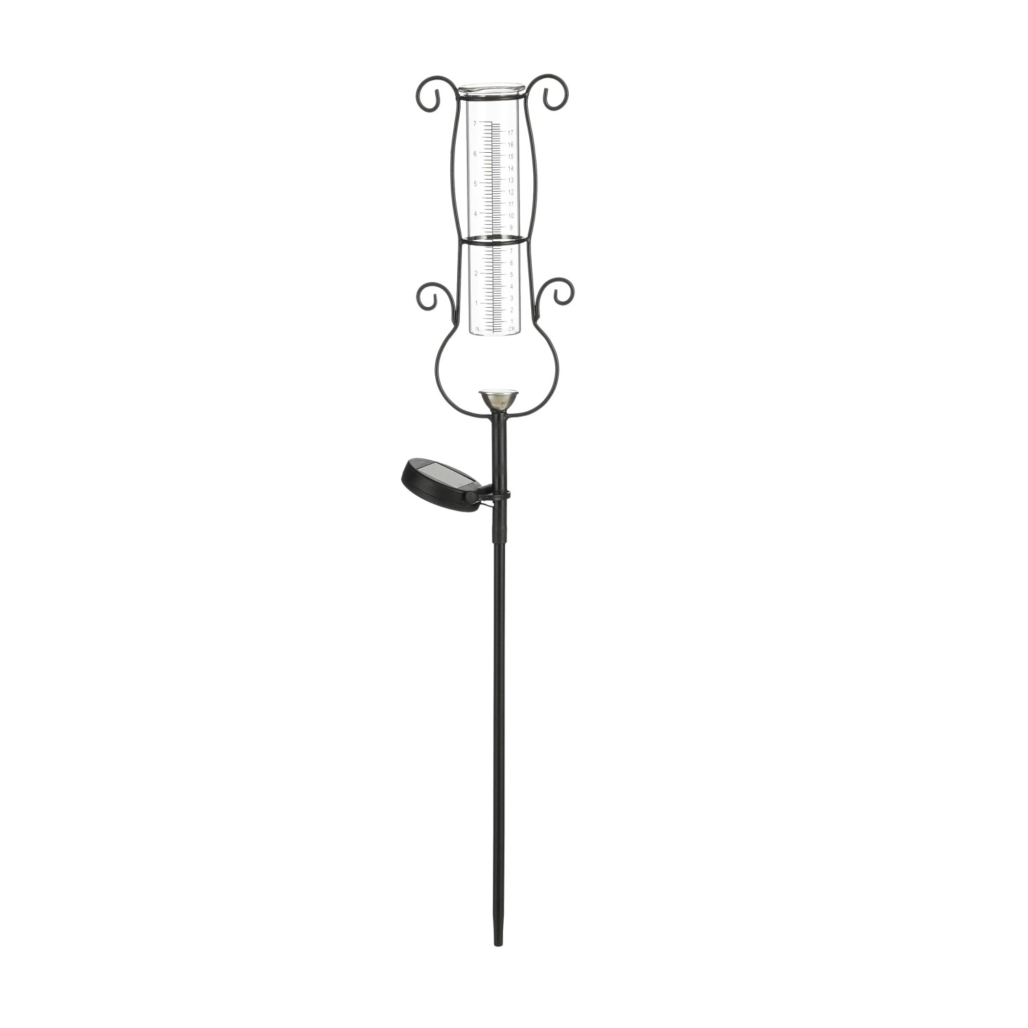 E-shop Mica Decorations Záhradný zápich solárny zrážkomer, čierna, 75 cm
