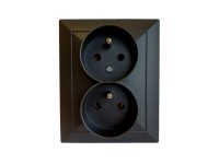 Zásuvka dvojitá Pola, čierna