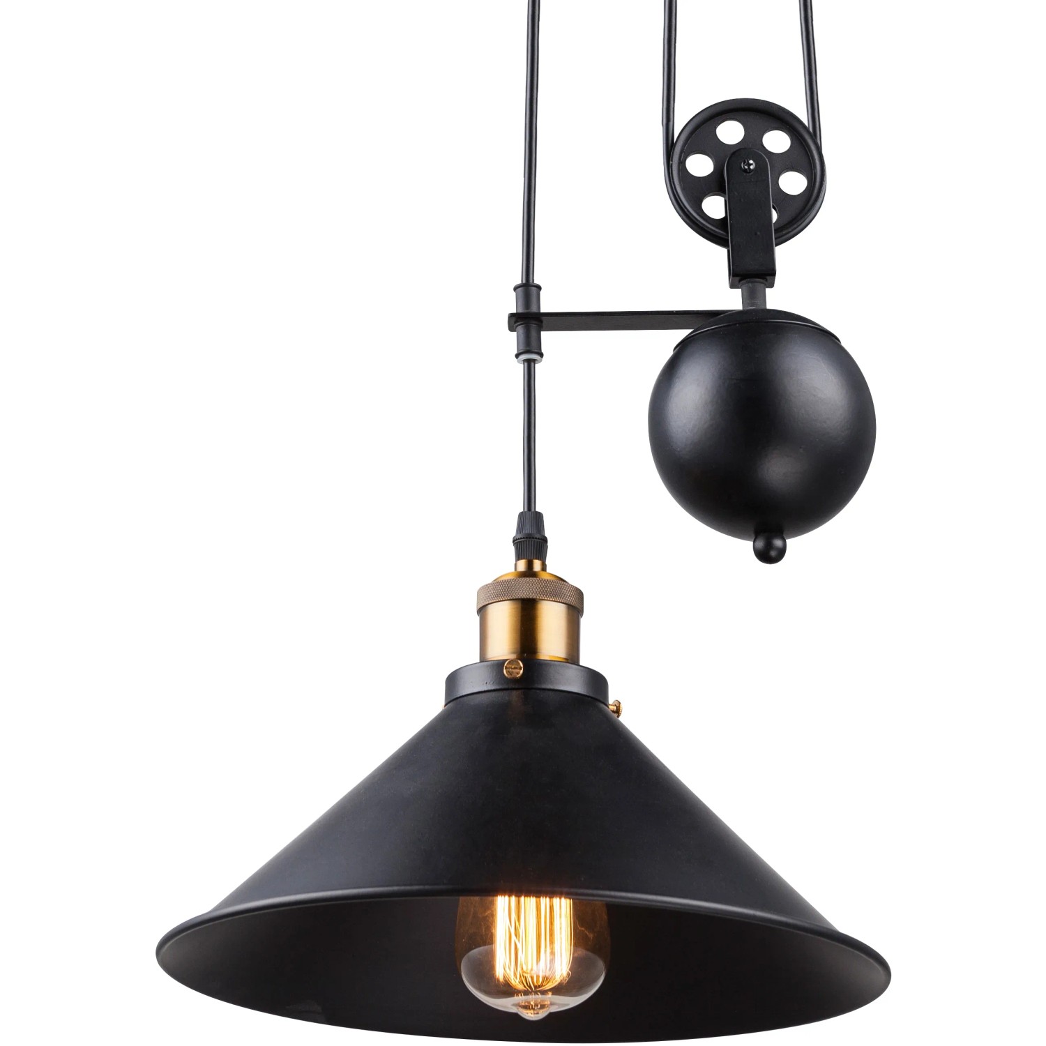 E-shop GLOBO Závesné svietidlo LENIUS, E27, čierne-staromosadzné, pr. 30 x 180 cm