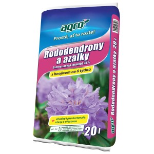 Vrece zeminy pre rododendróny s kvetom. Špeciálna zemina pre rododendróny a azalky.