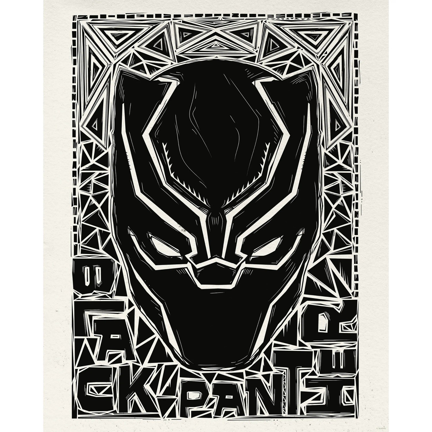 E-shop Komár Plagát Marvel Black Panther Lino-Cut Helmet 40 x 50 cm