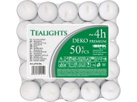 BISPOL Čajové sviečky DEKO PREMIUM biele 10 g, 50 ks