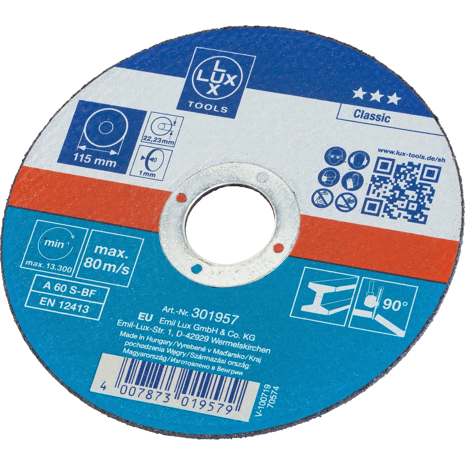 E-shop LUX-TOOLS Tkaninový brúsny kotúč Classic na kov Ø 115 mm hrúbka 1 mm