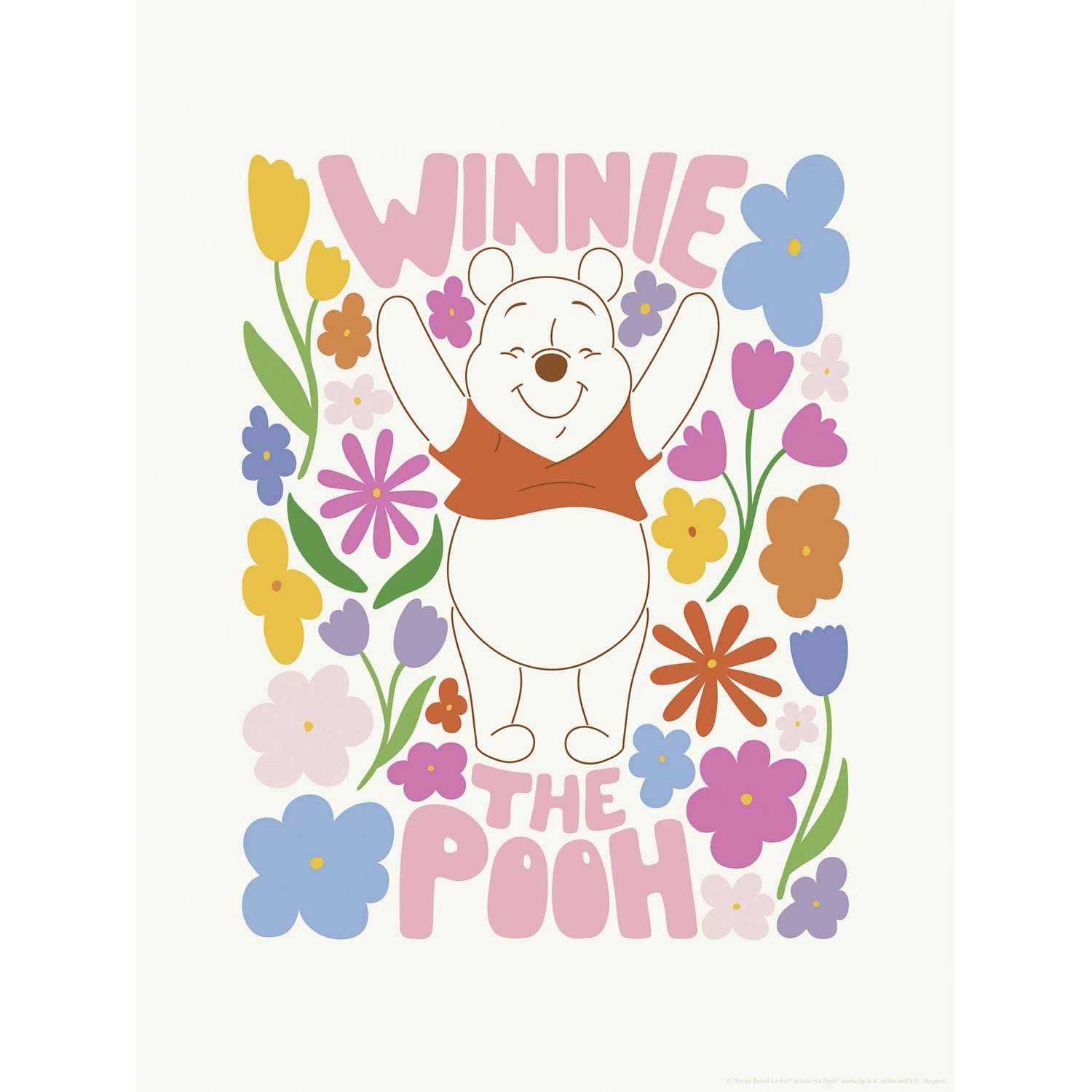E-shop Komar Plagát Disney Winnie the Pooh Happy Botanical 30 x 40 cm
