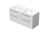 INTEDOOR Kúpeľ.skriňa+dvojumývadlo BEE úchyt chróm, 4zás., š.121cm biela 3D pruh