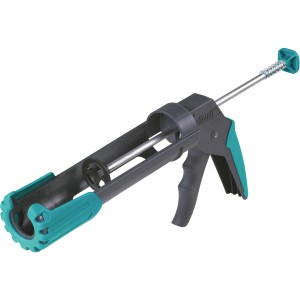 wolfcraft Pištoľ na kartuše MG 200 pre montážne lepidlo v súprave na montáž soklových líšt, sivá/tyrkysová.