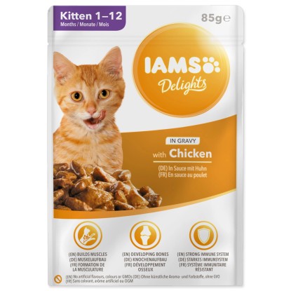 IAMS Kapsička pre mačky Delights Kitten s kuracím mäsom v omáčke 85 g