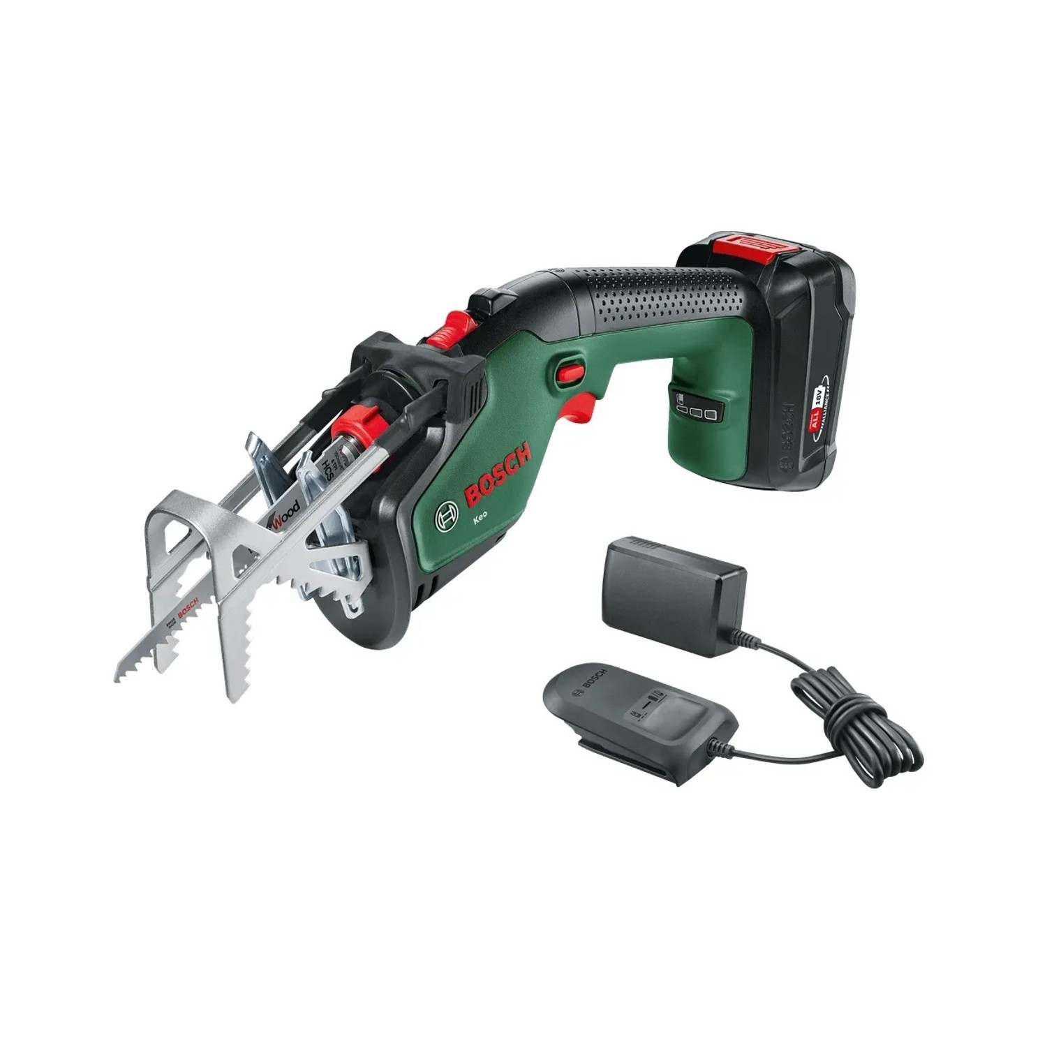 E-shop Bosch Aku záhradná pílka Keo vr. 1 x aku 2.0 Ah a nabíjačky