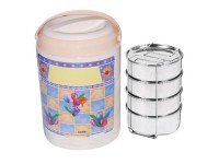 Nerezový jedlonosič 4-dielny s termoobalom, mix farieb, pr. 14 cm