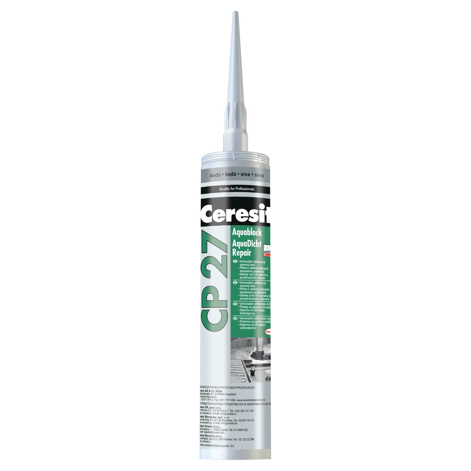 E-shop Ceresit Tmel na elastické utesnenie striech Aquablock CP 27 čierny, 300 ml