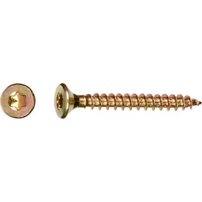 Uni skrutky so zápustnou hlavou TX15 plný závit žlto pozink. 3,5x12 mm, 100 ks
