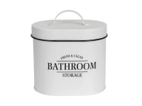 Wenko Kovový kúpeľňový box s vekom Pali, biela, 14 x 16 x 10,2 cm