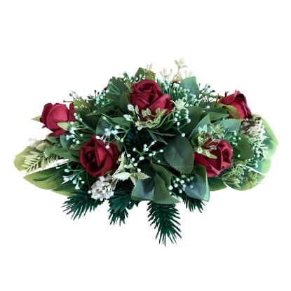 M.A.T. Jesenné dušičkové aranžmány z umelých kvetín červené pr. 28 cm