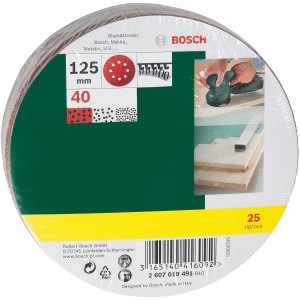 Sada brúsnych kotúčov Bosch, 25 kusov, zrnitosť K40, Ø 125 mm, pre excentrické brúsky.