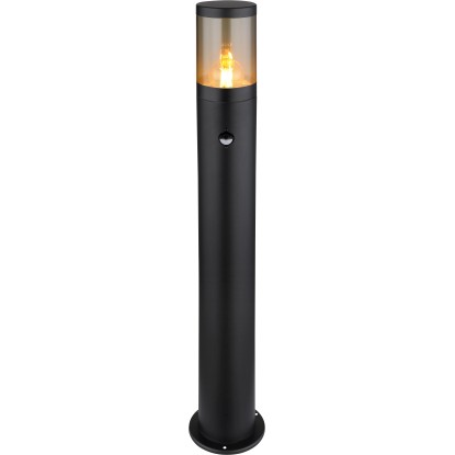 GLOBO Záhradná lampa XELOO čierna/dymová E27 60 W pr. 140 x 800 mm detektor poh.