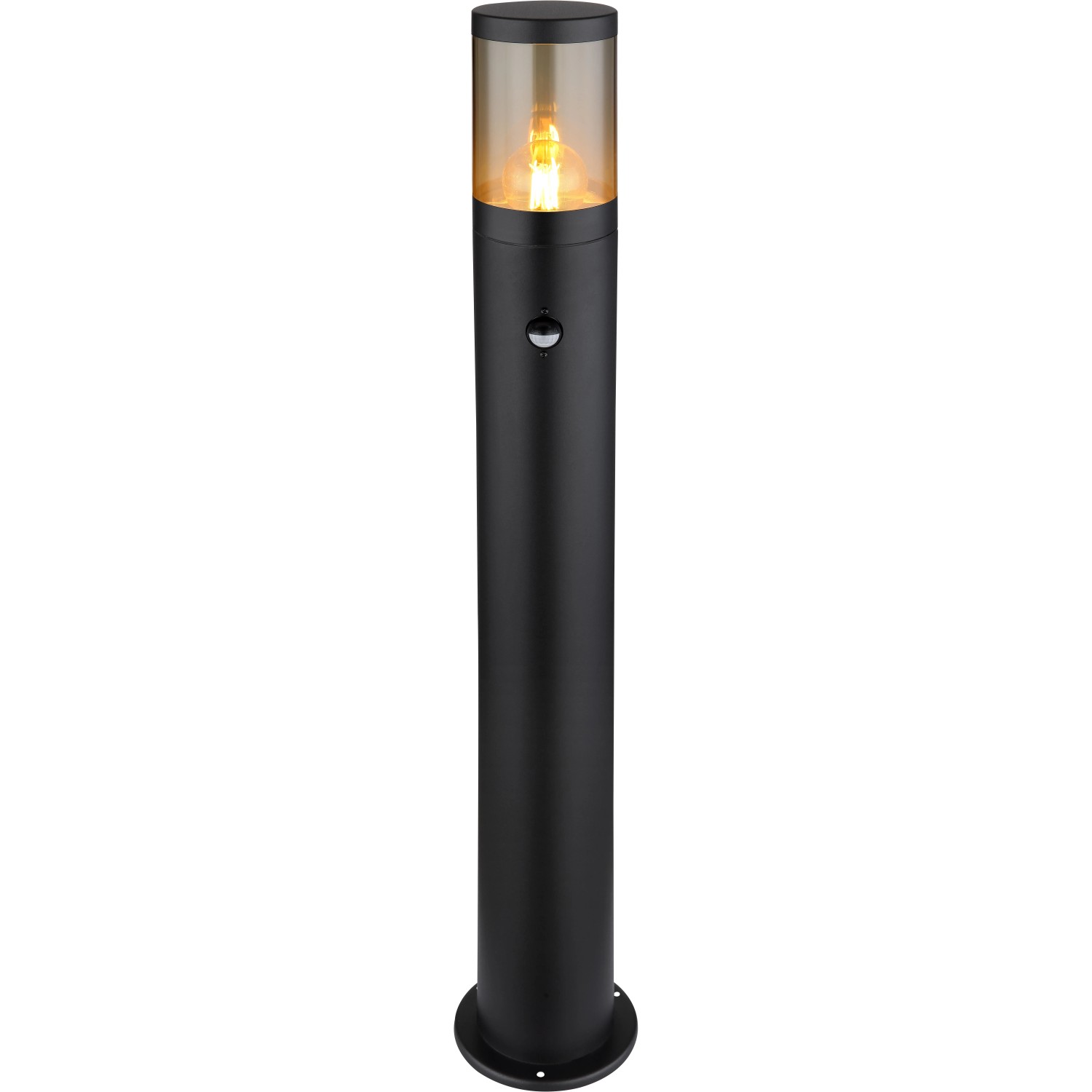 E-shop GLOBO Záhradná lampa XELOO čierna/dymová E27 60 W pr. 140 x 800 mm detektor poh.