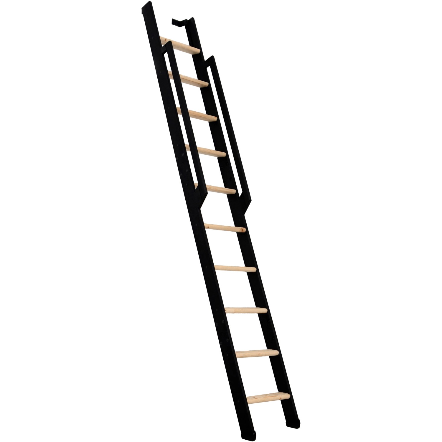 E-shop Minka STAIRS Priame rebríkové schodisko Strong buk/čierna, 10 schodov, 243 cm