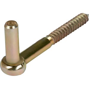 Žlto pozinkovaný skrutkovací záves, 120 mm, so závitom a čapom pre bránové závesy.