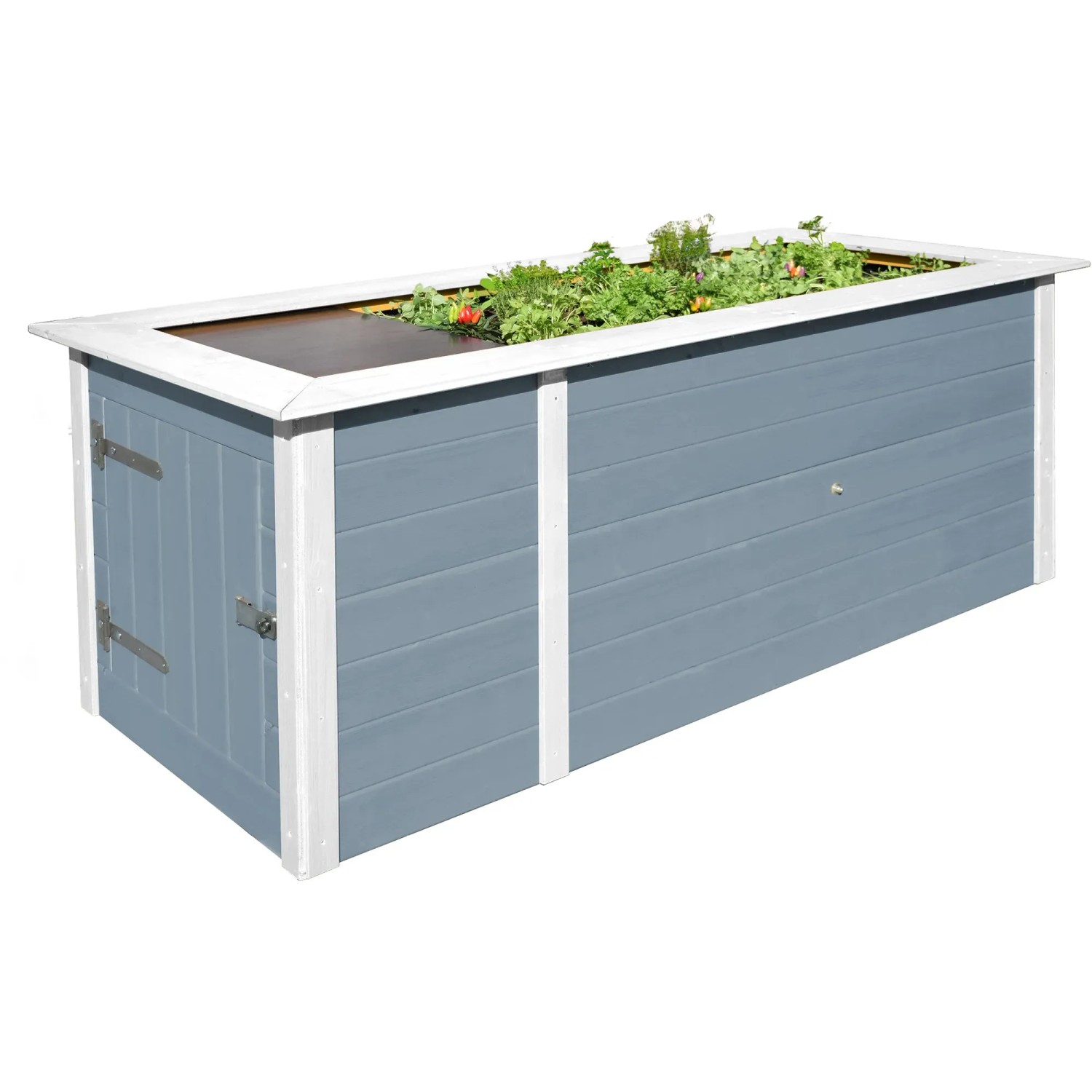 E-shop Weka Vyvýšený záhon so skrinkou, sivý 205 x 79 x 81 cm
