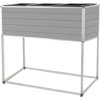 WPC kvetináč Monaco s kovovým podstavcom sivý 61 x 20 x 21/63 cm