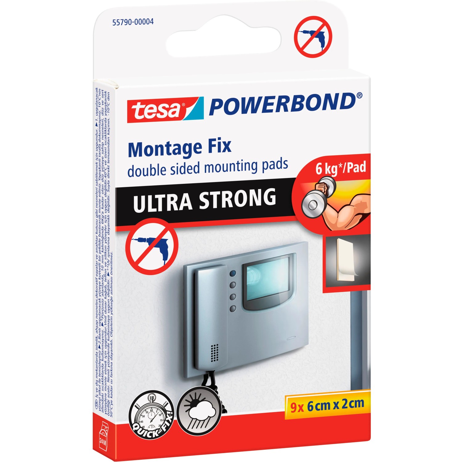 E-shop tesa Obojstranné montážne prúžky Powerbond ULTRA STRONG, 9 ks, 6 cm x 2 cm