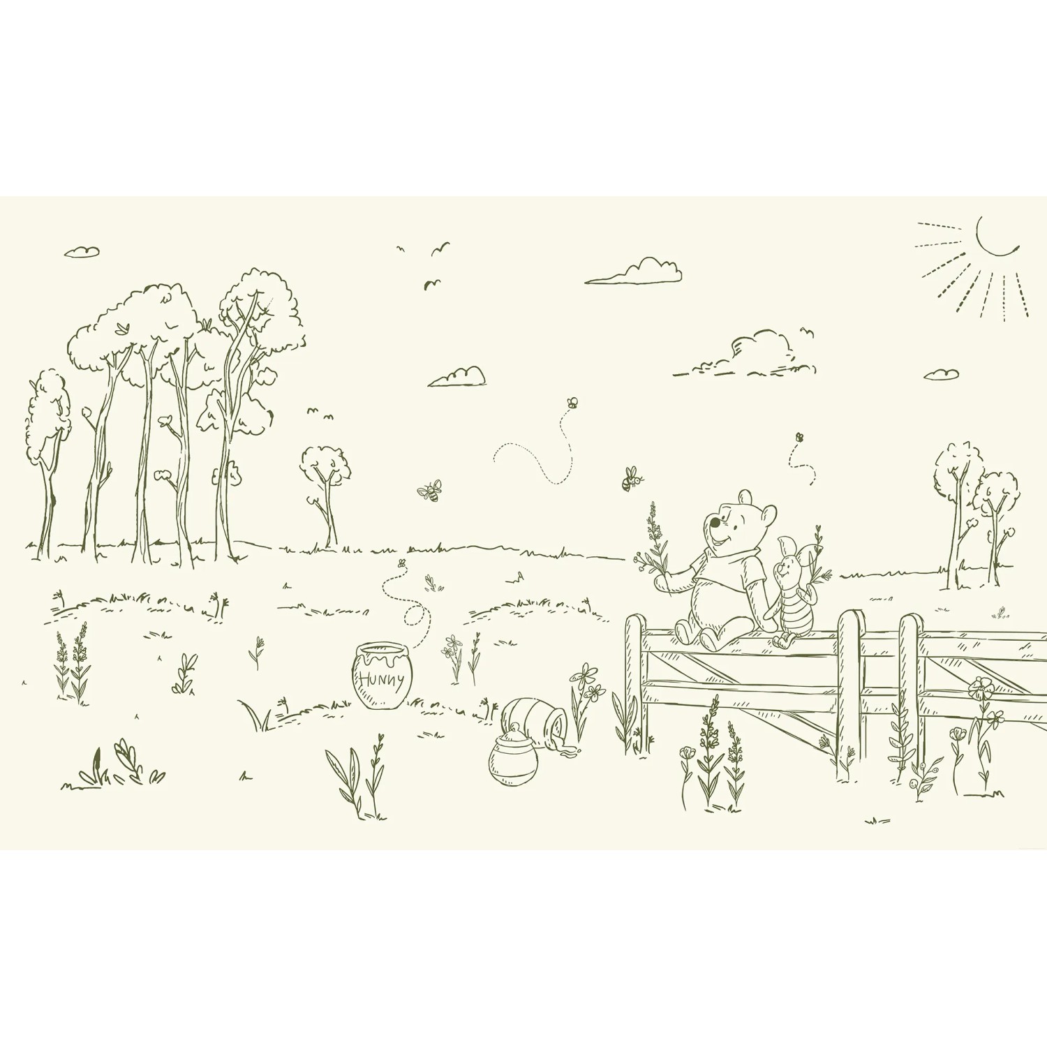 E-shop Komar Vliesová fototapeta Disney Winnie Poo Bee At One W/ Nature 400x250cm