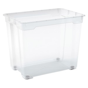 Priehľadný univerzálny box R Box XXL s kolieskami, 78 l, ideálny na skladovanie.