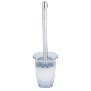 Spirella WC súprava Toronto Clear z plastu s chrómovou rukoväťou. WC kefa do kúpeľne.
