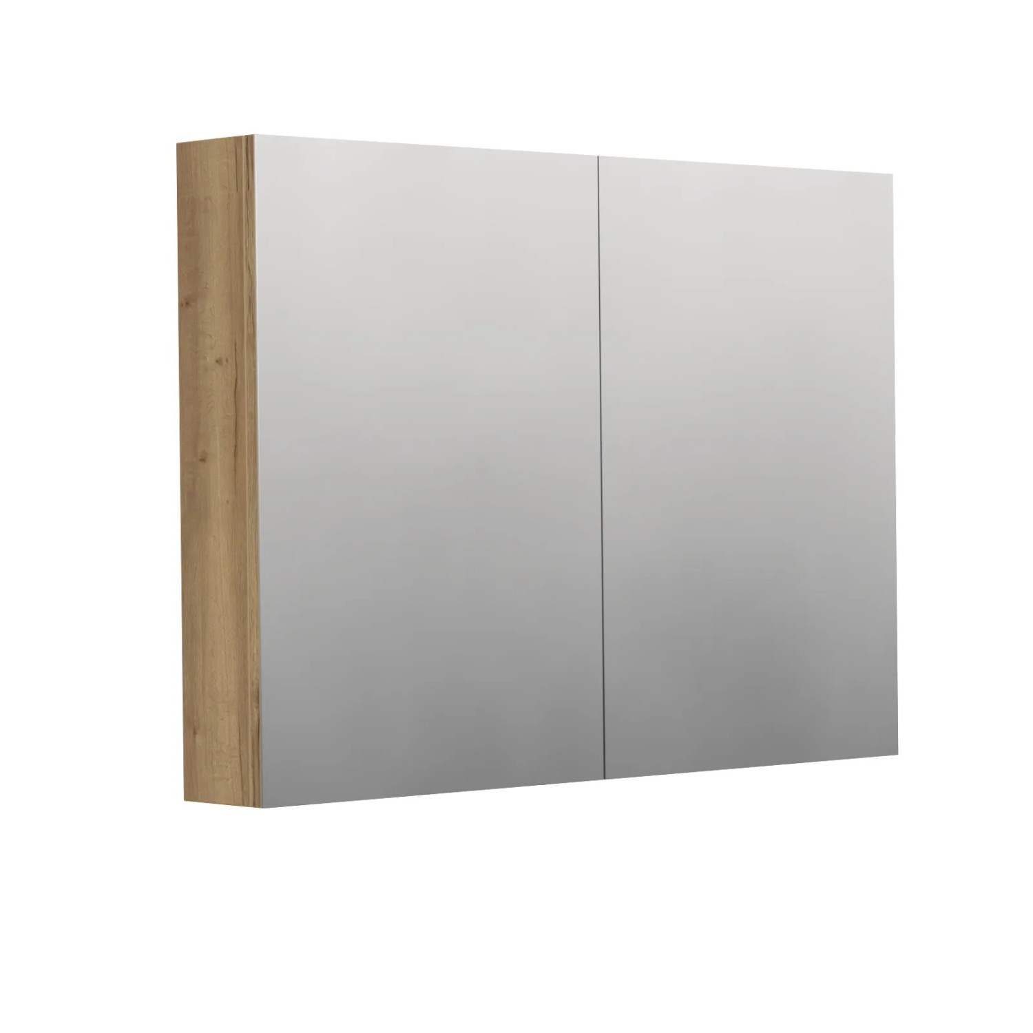 E-shop INTEDOOR Zrkadlová skriňa BEE, 2 dvere, el. zásuvka, IP44, š. 100cm, dub Halifax