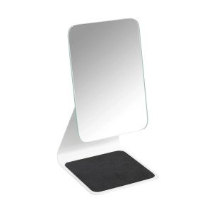 Wenko Frisa White kozmetické zrkadlo: stojacie zrkadlo s úložným priestorom do kúpeľne a na toaletný stolík.
