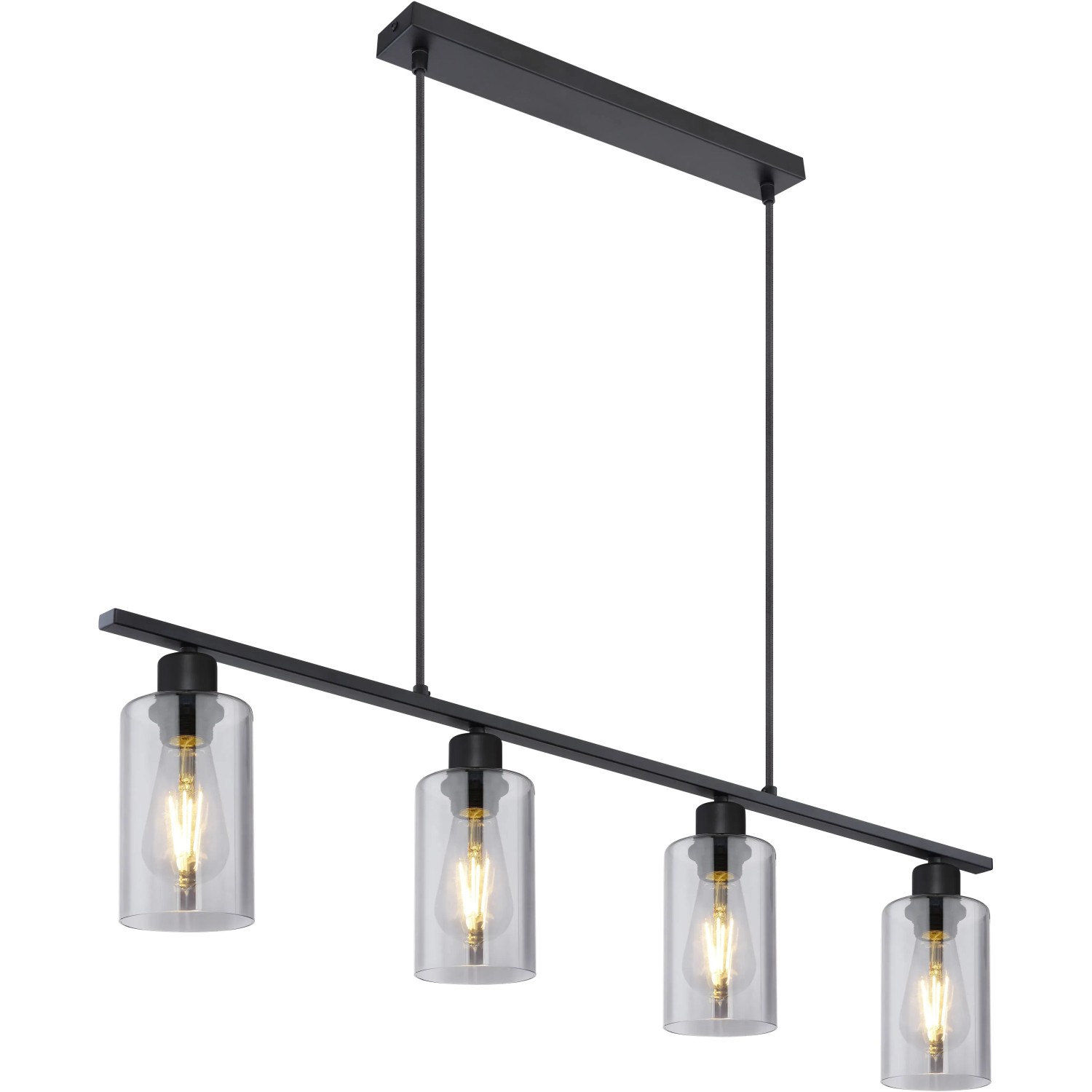 E-shop GLOBO Závesné svietidlo HADERA čierna/dymová E27 60 W 980 x 100 x 1200 mm