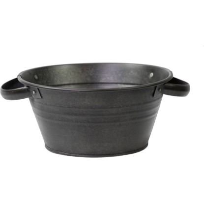 Mega Collections Zinkový kvetináč s madlami Conical Low Vint.Black pr. 23 x 11cm