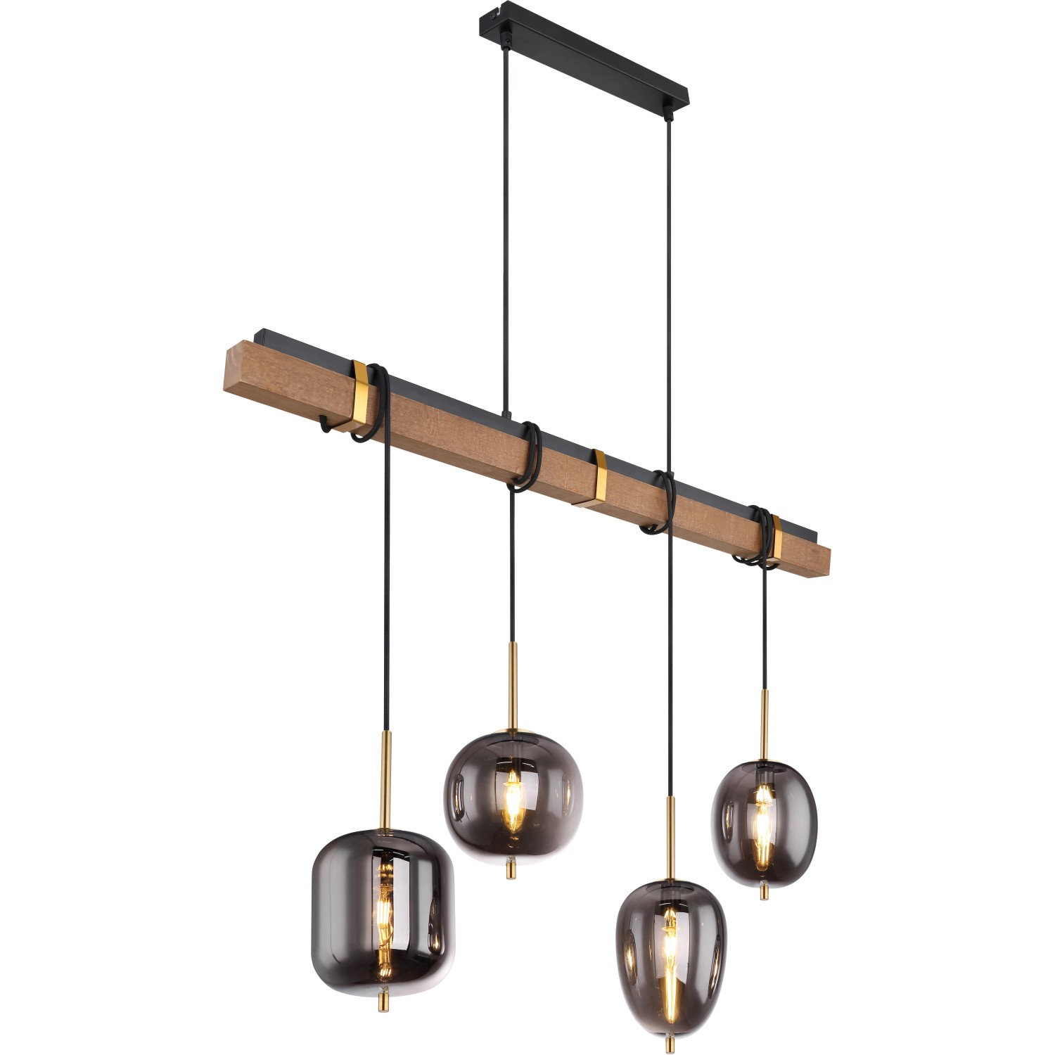 E-shop GLOBO Závesné svietidlo BLACKY čierna/dymová E14 40 W 1000 x 185 x 1400 mm