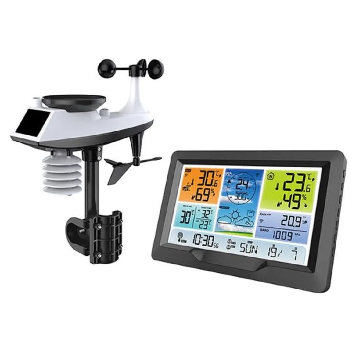 E-shop SOLIGHT Meteostanica TE90, LCD displej, teplota/vlhkosť, tlak, RCC, čierna