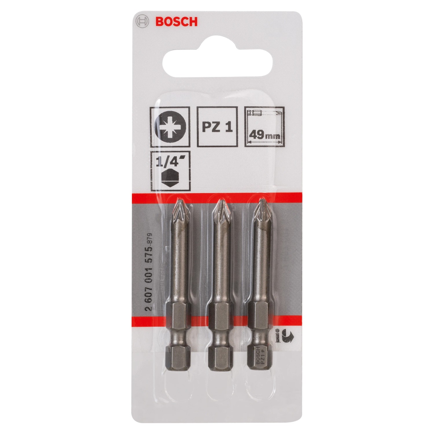 E-shop Bosch Bit skrutkovací Extra hard PZ1, 49 mm, 3 ks